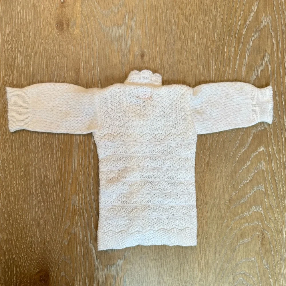 Heidi girls VTG 100% Acrylic white knit baby girl’s‎ 12 Mos button up cardigan